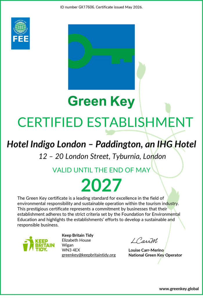hotel-indigo-london-paddington-green-key-certificate-2026-updated