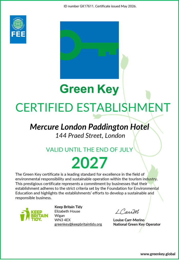 mercue-london-paddington-green-key-certificate-2026-updated