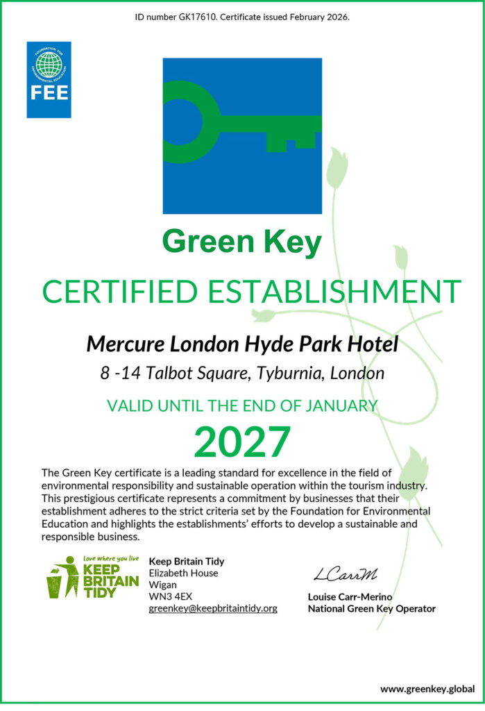 mercure-london-hyde-park-green-key-certificate-2026-updated